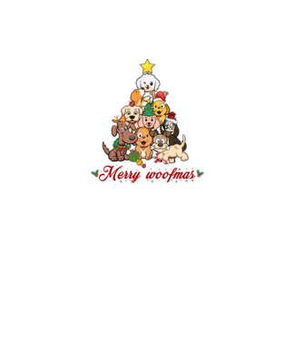 Merry woofmas model negru pe tricou