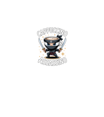 Cappuccino Assassino model negru pe tricou