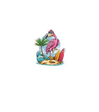 Surfer flamingo model albastru jeanși pe tricou