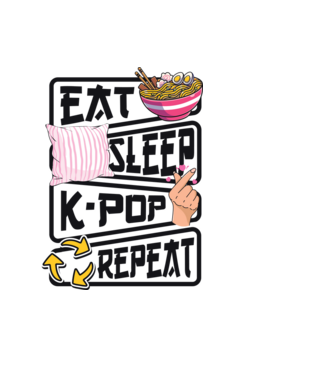 K-POP EAT SLEEP model albastru deschis pe tricou