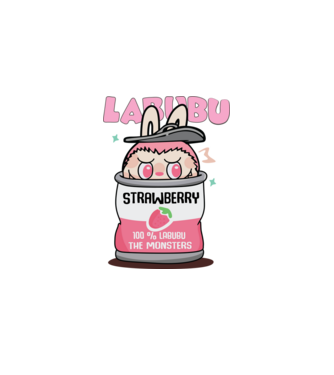 Strawberry Labubu model alb pe tricou