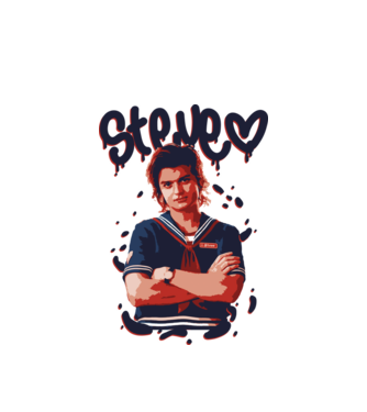 steve stranger things model alb pe tricou