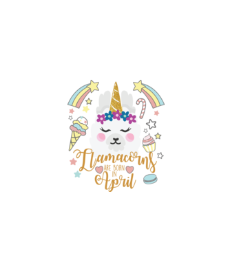 Llamacorns are born in April model alb pe tricou