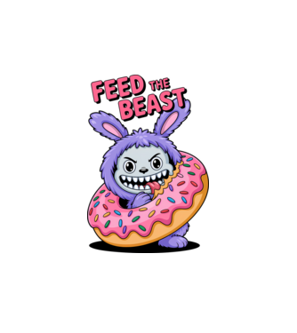 Feed the beast model alb pe tricou