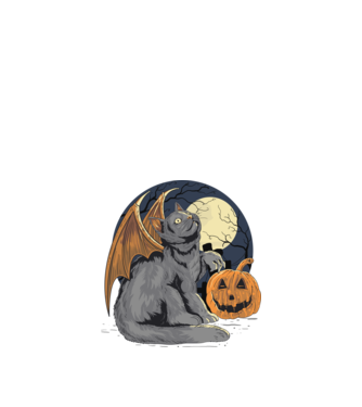 Halloween cica model negru pe tricou