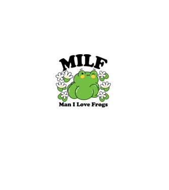 MILF man i love frogs model alb pe tricou