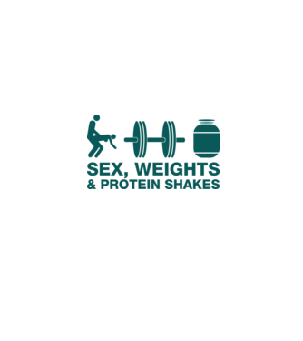 Sex, weights and protein shakes model alb pe tricou