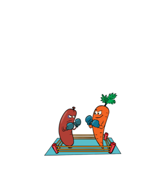 sausage vs carrot model portocaliu pe tricou