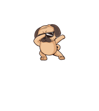 Mops DAB model gri pe tricou