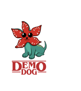 cute demodog model alb pe tricou
