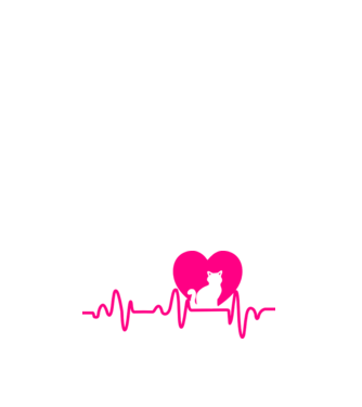 Pisică heartbeat model alb pe tricou