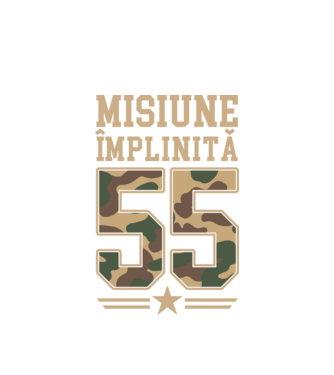 Misiune împlinită 55 model alb pe tricou