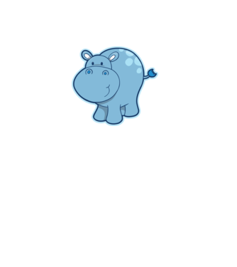 Cartoon hippo model negru pe tricou