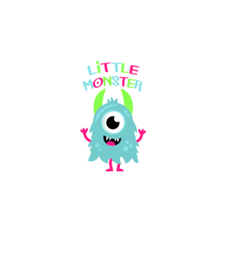 Little monster model alb pe tricou