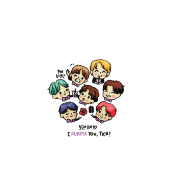 BTS chibi model alb pe tricou