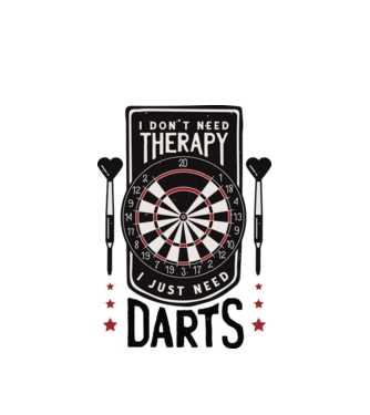 Darts Therapy model alb pe tricou