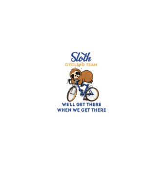 Sloth cycling team model alb pe tricou