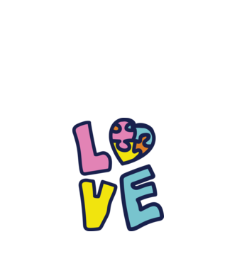 Ziua Mondială a Autismului LOVE model alb pe tricou