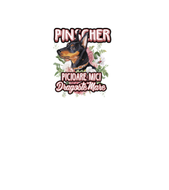 Pinscher picioare mici dragoste mare model alb pe tricou