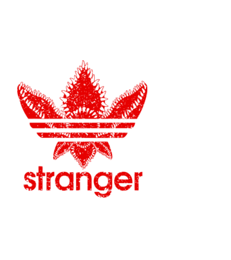 stranger logo red model alb pe tricou