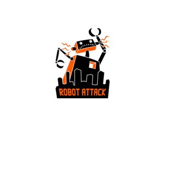 Robot Attack model alb pe tricou