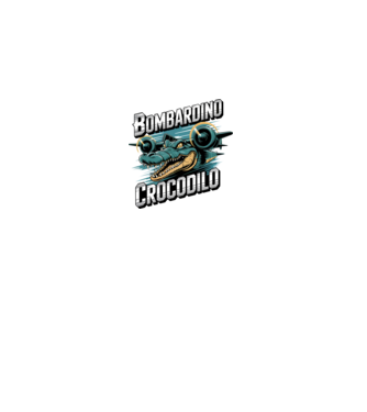 Bombardino Crocodilo 2 model negru pe tricou
