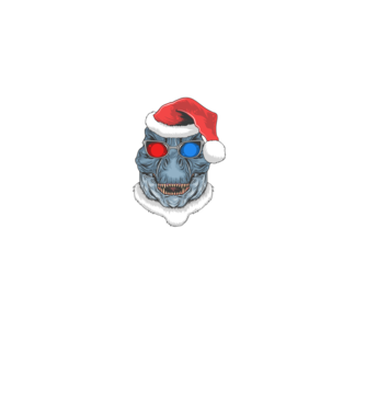 Santasaurus Rex model albastru închis pe tricou