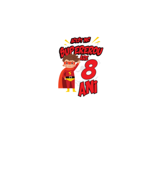 Acest mic supererou are 8 ani model turcoaz pe tricou