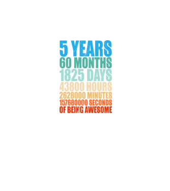5 years of being awesome model negru pe tricou