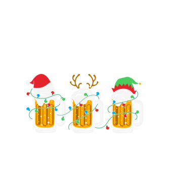 Christmas beer mugs model alb pe tricou