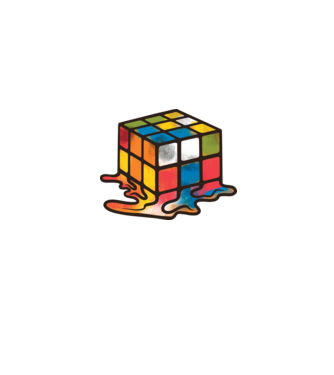 Melted Rubik model albastru jeanși pe tricou