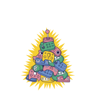 Gamer controller christmas tree model alb pe tricou