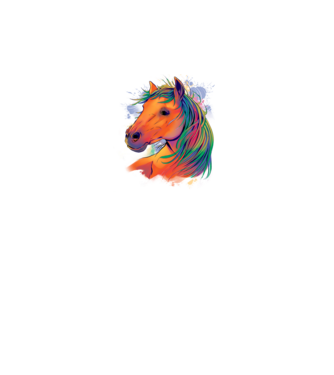 Colorful Horse model alb pe tricou