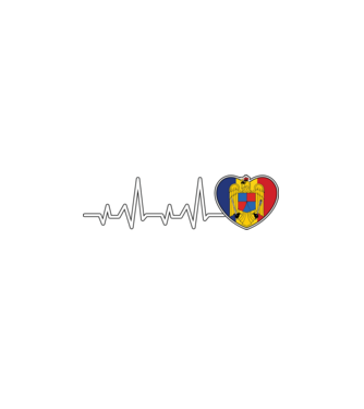 ROMANIA heartbeat model alb pe tricou