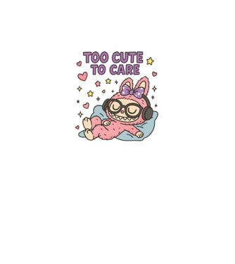 Too cute to care model negru pe tricou