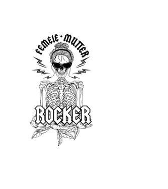femeie - mutter - rocker model albastru deschis pe tricou