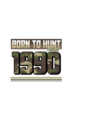 Born to hunt since 1990 model alb pe tricou