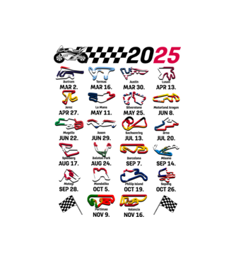 MOTOGP 25 CALENDAR alb model alb pe tricou