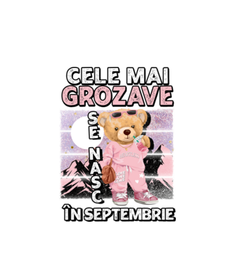 RETRO teddy fetişcană SEPTEMBRIE model alb pe tricou