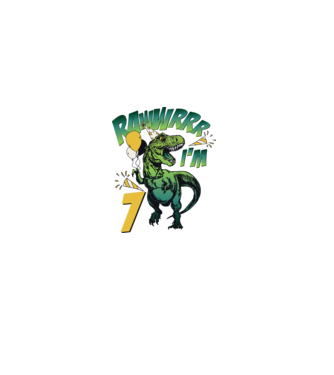 'Birthday Dinosaur rawww i''m 7' model alb pe tricou