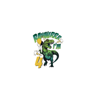 'Birthday Dinosaur rawww i''m 4' model alb pe tricou