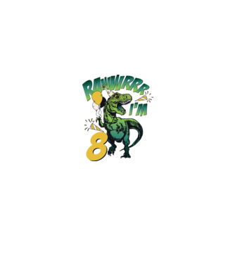 'Birthday Dinosaur rawww i''m 8' model alb pe tricou