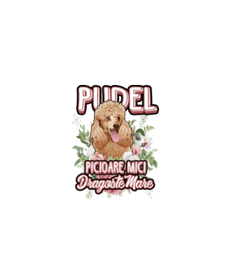 Pudel picioare mici dragoste mare model alb pe tricou