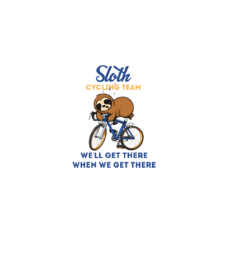 Sloth cycling team model alb pe tricou
