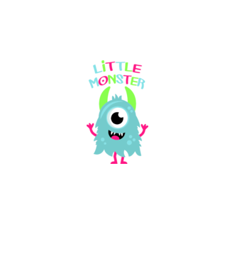Little monster model alb pe tricou
