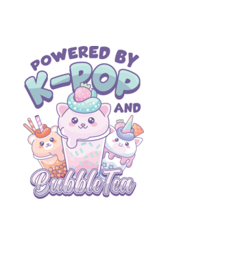 K-POP BUBBLE TEA model albastru deschis pe tricou