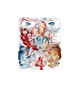 stranger things poster model alb pe tricou