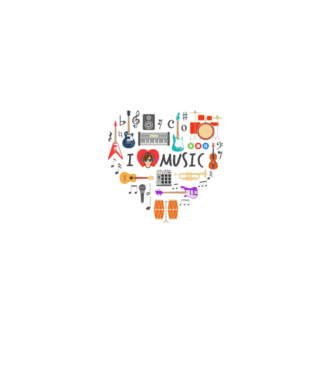 music heart model alb pe tricou
