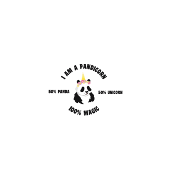 Pandicorn model alb pe tricou