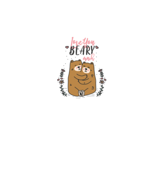 LoveU BEARY much model alb pe tricou